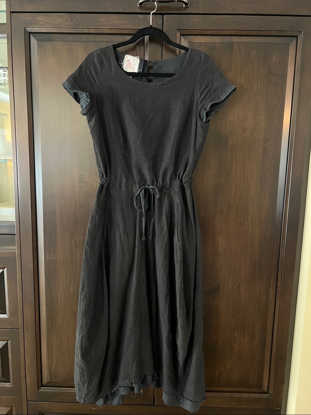 Classic Black Tie-Waist Midi Dress